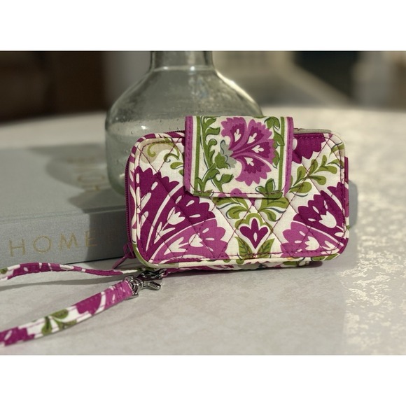 Vera Bradley Julep Tulip Wallet Wristlet Zip Organizer ID Holder Pink Green - Picture 1 of 6